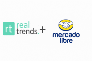 Logos de Real Trends y Mercado Libre unidos, representando su alianza estratégica