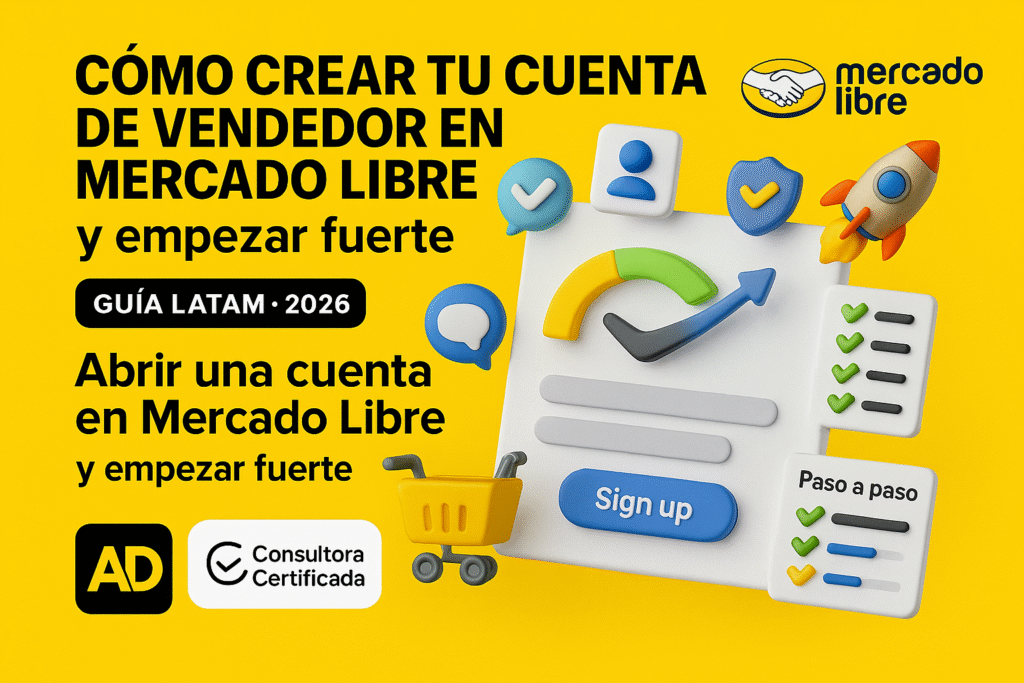 Cómo crear tu cuenta de vendedor en Mercado Libre y empezar fuerte Guía LATAM · Mercado Libre Cómo crear tu cuenta de vendedor en Mercado Libre y empezar fuerte (LATAM 2026) Abrir una cuenta en Mercado Libre
