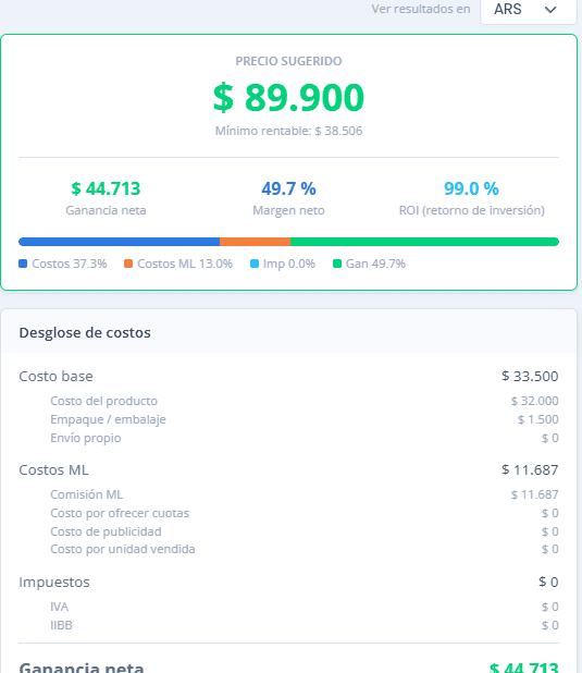 Calculadora de costos de Mercado Libre 2026: cuánto ganás realmente en cada venta 4 Desglose de costos línea por línea de una venta en Mercado Libre