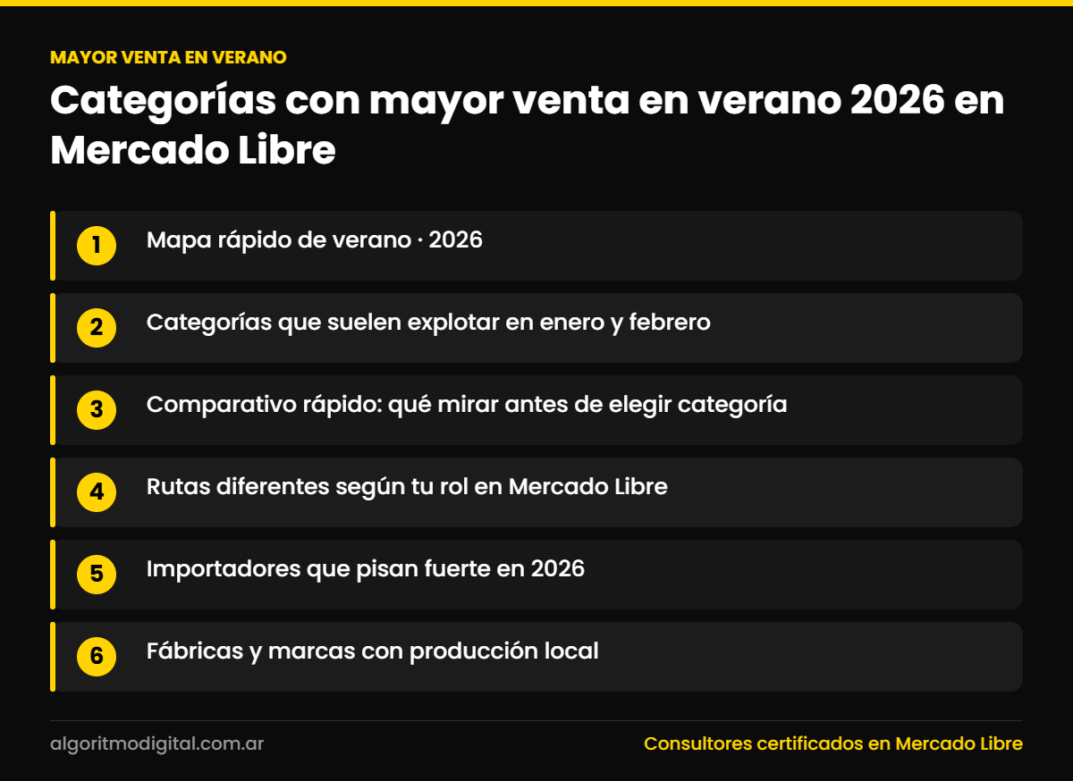 Mayor venta en verano — Categorías con mayor venta en verano 2026 en Mercado Libre