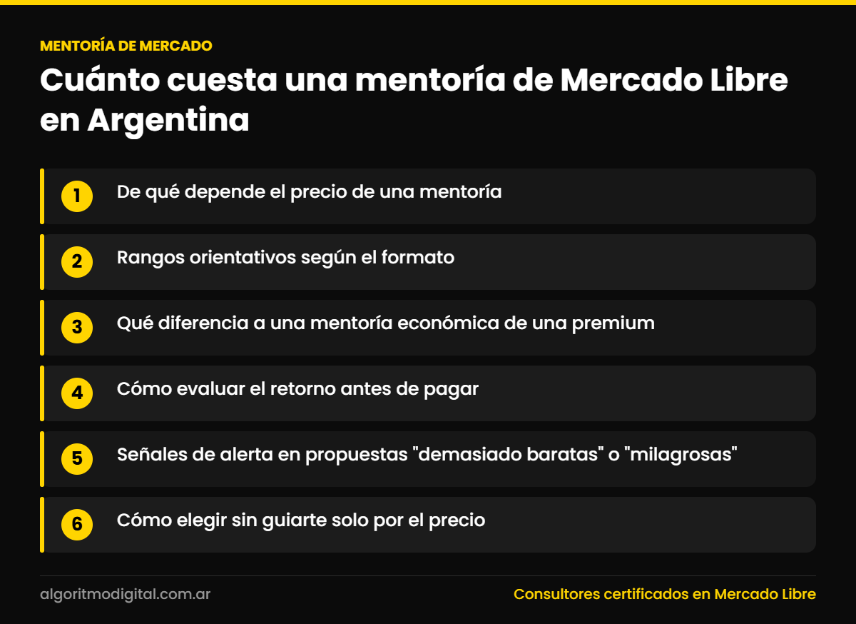 Mentoria de mercado — Cuánto cuesta una mentoría de Mercado Libre en Argentina