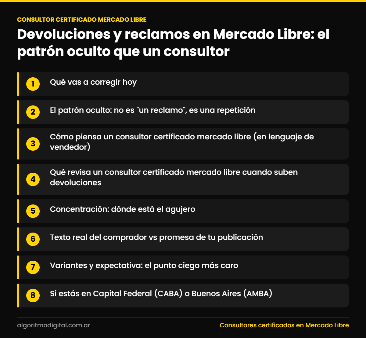 Consultor certificado mercado libre — Devoluciones y reclamos en Mercado Libre: el patrón oculto que un consultor
