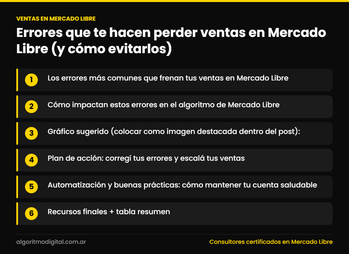 Ventas en mercado libre — Errores que te hacen perder ventas en Mercado Libre (y cómo evitarlos)