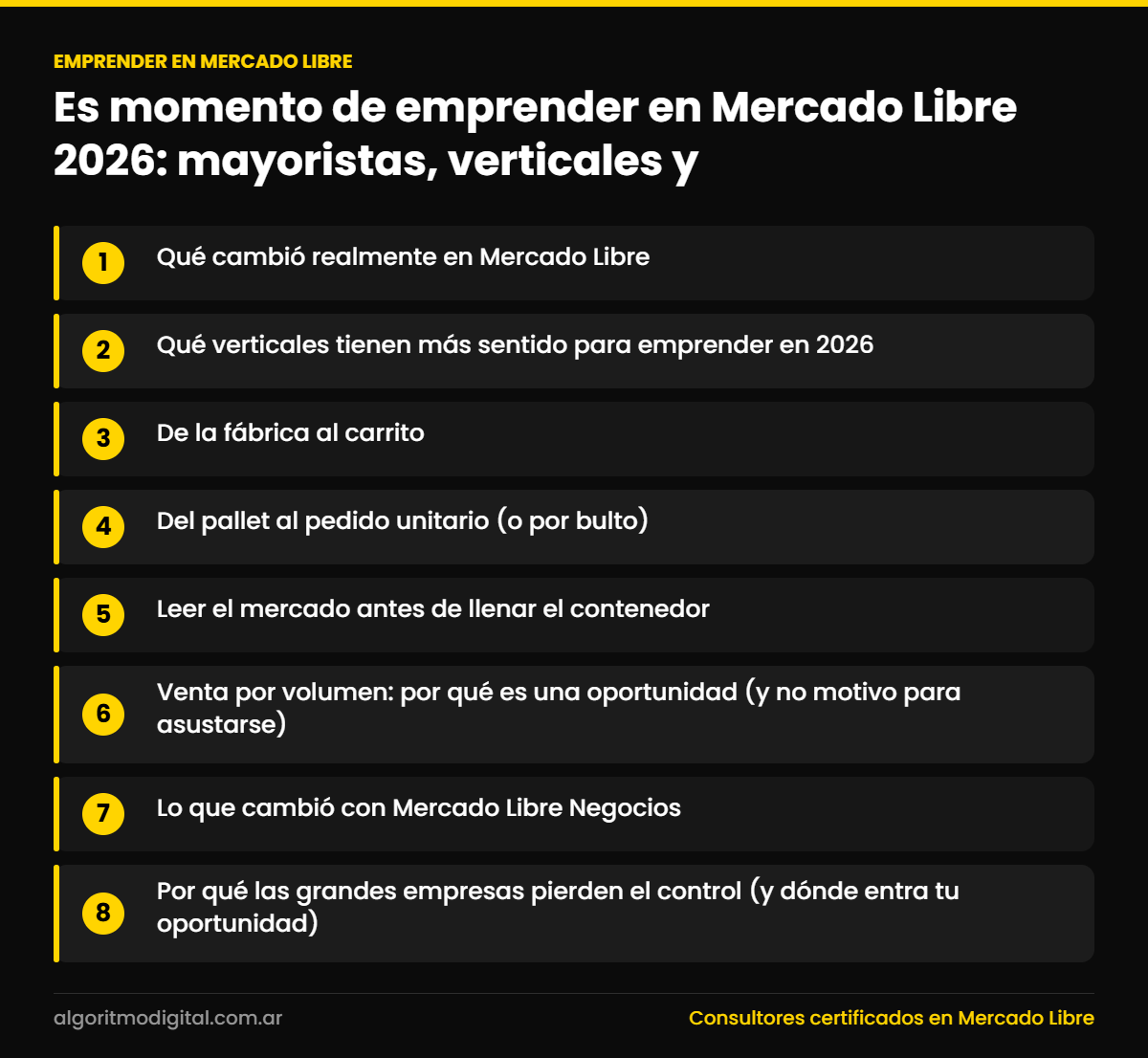 Emprender en mercado libre — Es momento de emprender en Mercado Libre 2026: mayoristas, verticales y