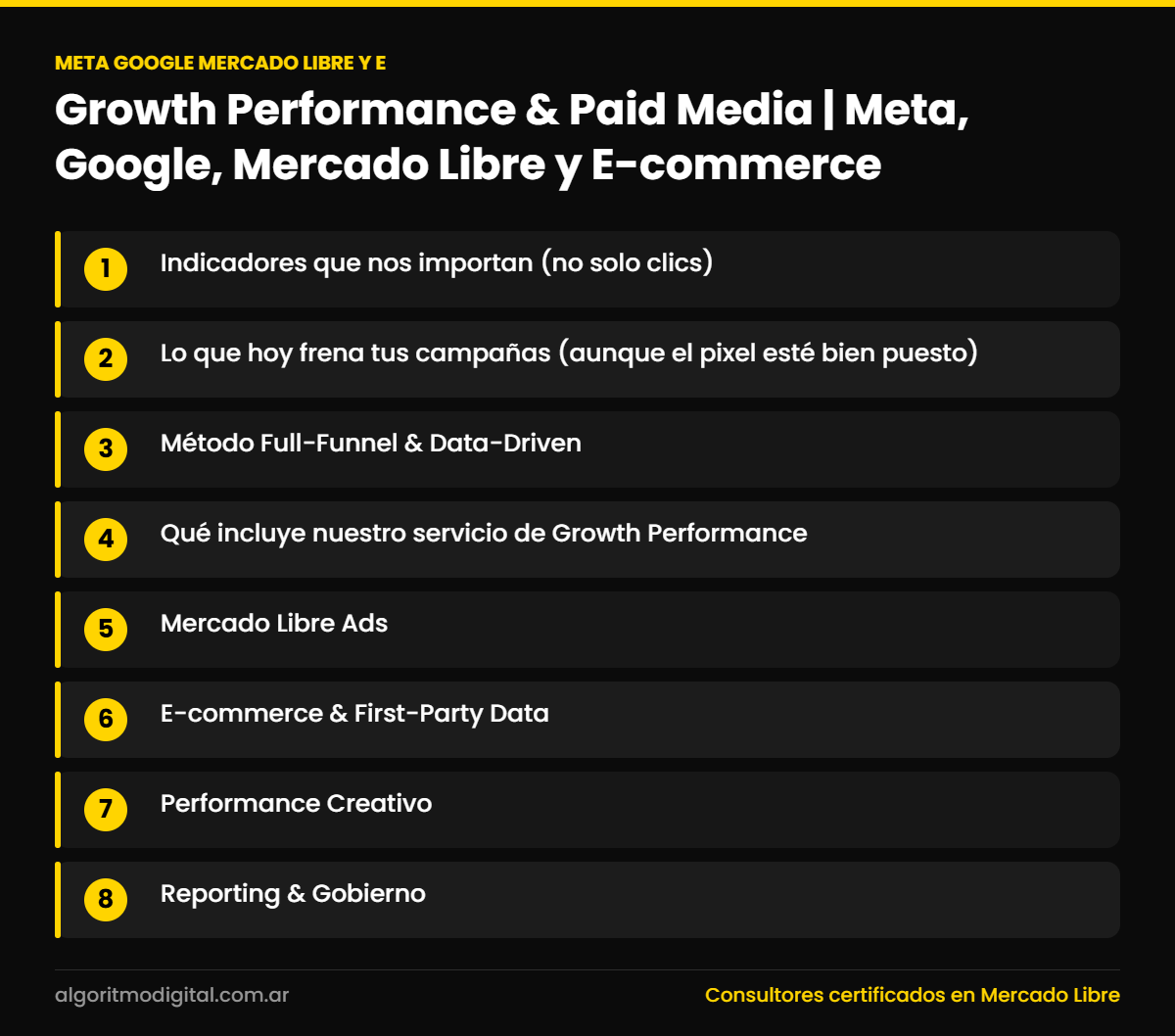 Meta google mercado libre y e — Growth Performance & Paid Media | Meta, Google, Mercado Libre y E-commerce