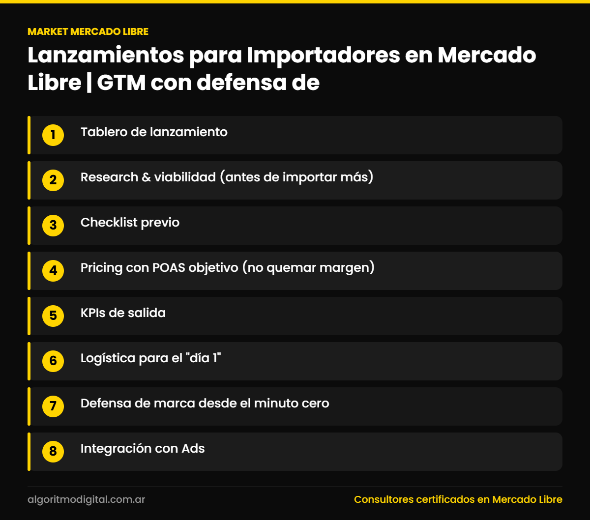 Market mercado libre — Lanzamientos para Importadores en Mercado Libre | GTM con defensa de