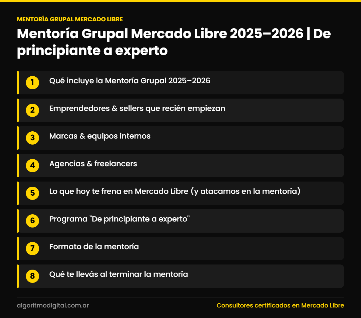 Mentoria grupal mercado libre — Mentoría Grupal Mercado Libre 2025–2026 | De principiante a experto