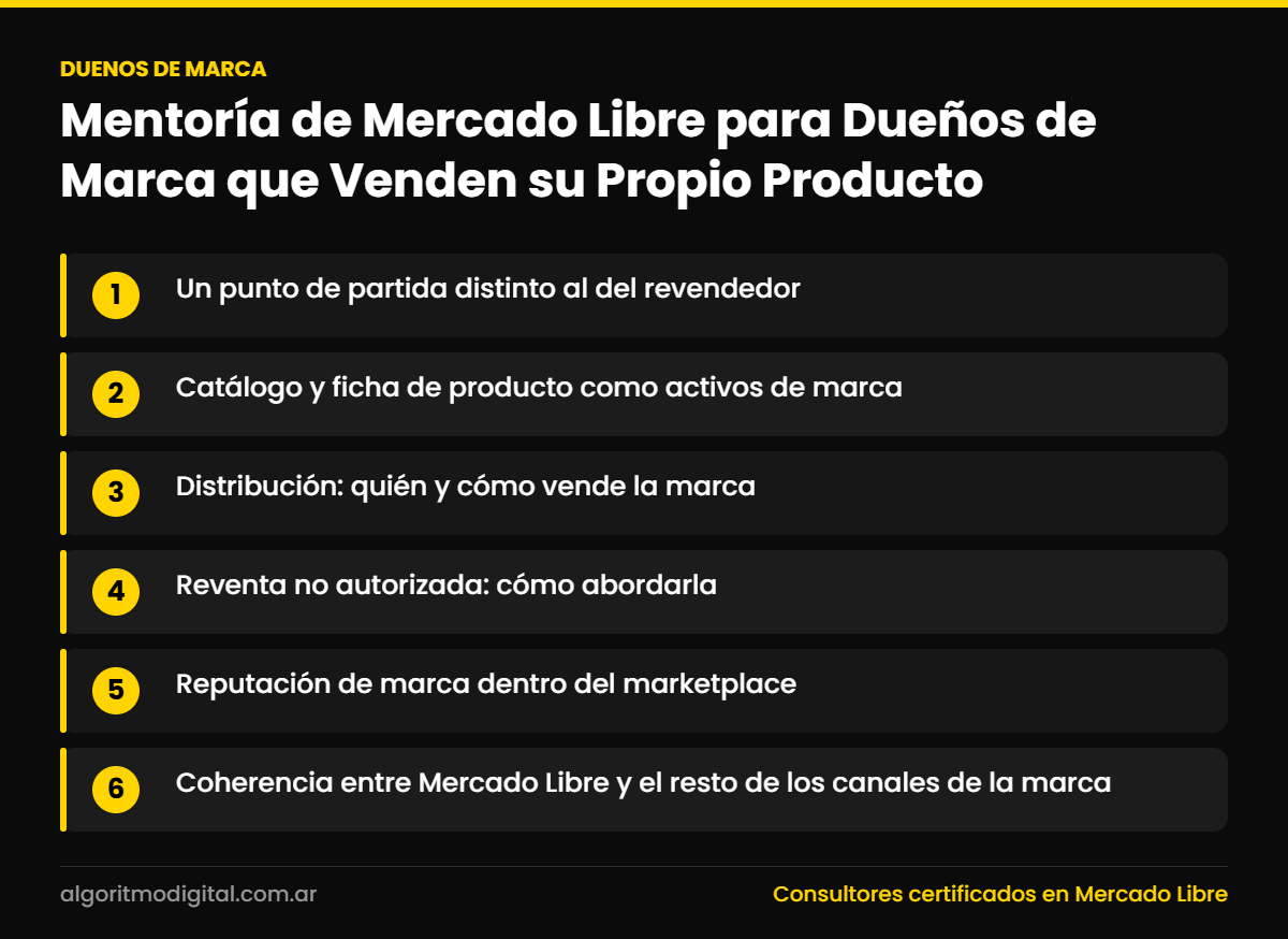Duenos de marca — Mentoría de Mercado Libre para Dueños de Marca que Venden su Propio Producto