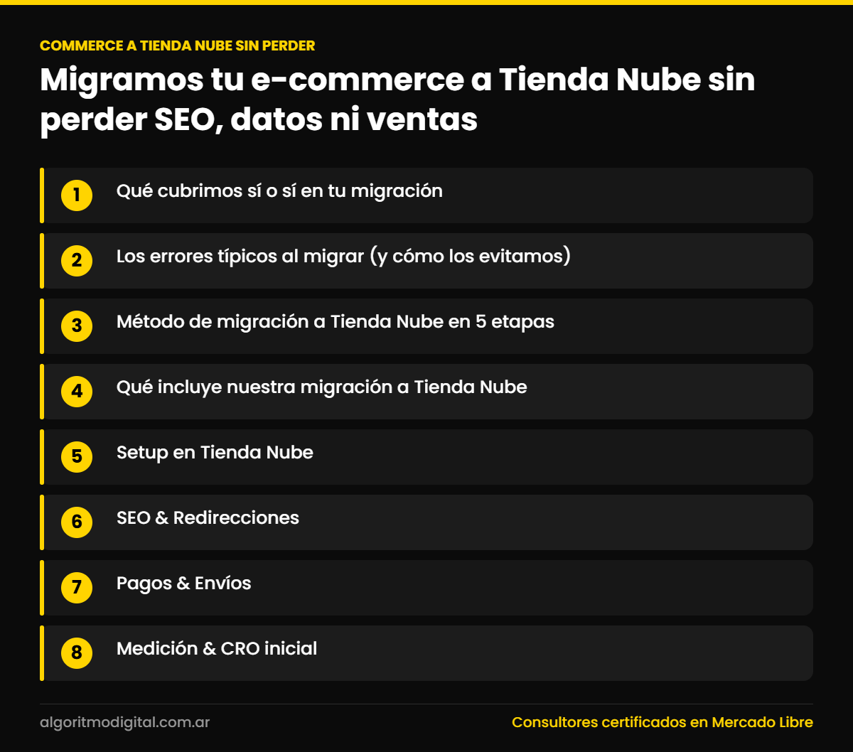 Commerce a tienda nube sin perder — Migramos tu e-commerce a Tienda Nube sin perder SEO, datos ni ventas