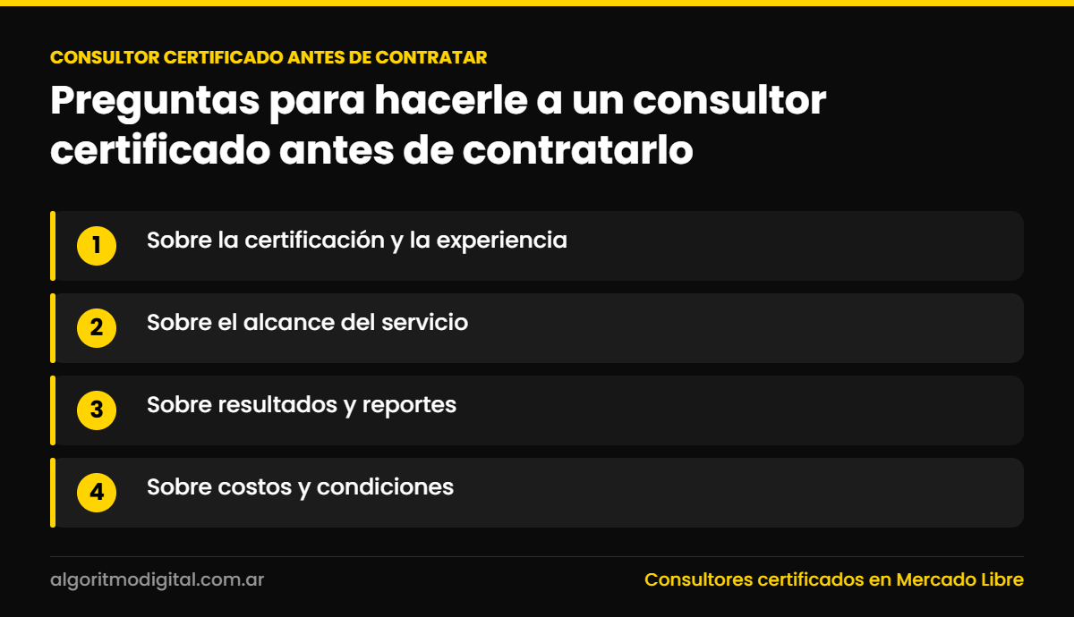 Consultor certificado antes de contratar — Preguntas para hacerle a un consultor certificado antes de contratarlo