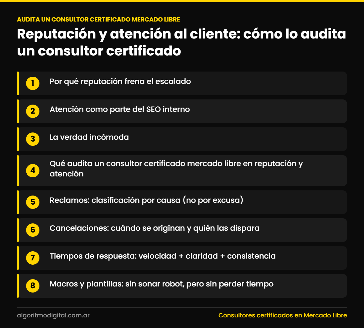Audita un consultor certificado mercado libre — Reputación y atención al cliente: cómo lo audita un consultor certificado