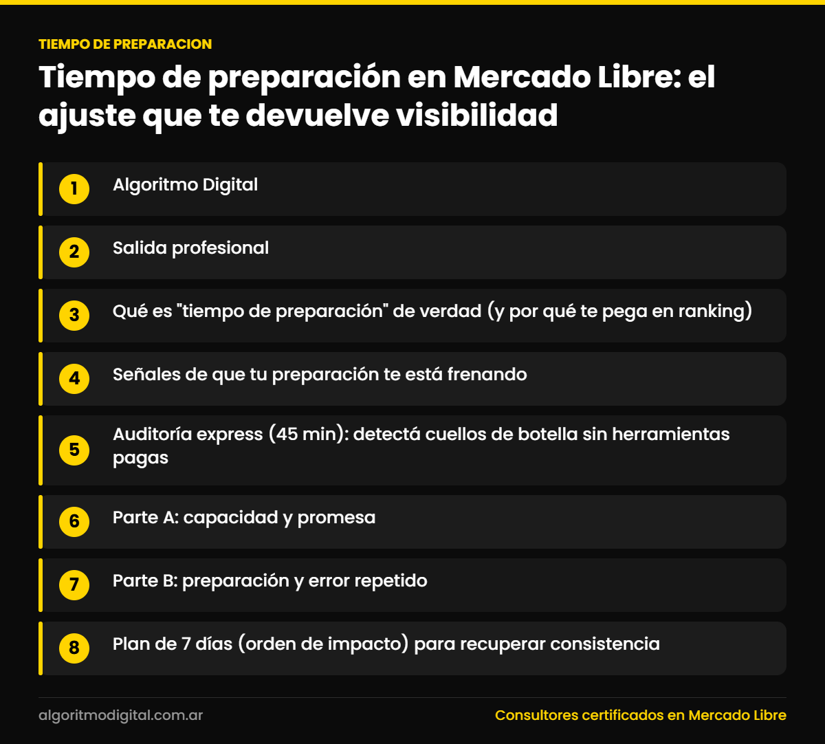 Tiempo de preparacion — Tiempo de preparación en Mercado Libre: el ajuste que te devuelve visibilidad